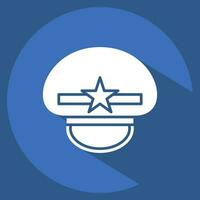 Icon Military Cap. related to Hat symbol. long shadow style. simple design editable. simple illustration vector
