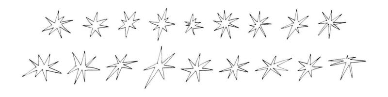 estrella icono con brillante ligero elemento, centelleo y Brillantina. resumen línea diseño para Navidad y Starburst efectos plano vector ilustración aislado en blanco antecedentes.