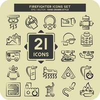 Icon Set Firefighter. related to Education symbol. hand drawn style. simple design editable. simple illustration vector