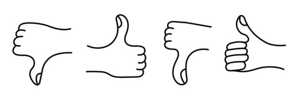 Collection of gesture signs from human hands. A set of fingers showing emotions. line gesture finger design elements. communication expressions with hand sign in doodle style. vector editable stroke