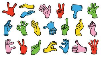 Collection of gesture signs from human hands. A set of fingers showing emotions and directions. gesture finger in flat design. communication expressions with hand sign in trendy style. vector icon