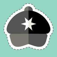 Sticker line cut Cap. related to Hat symbol. simple design editable. simple illustration vector