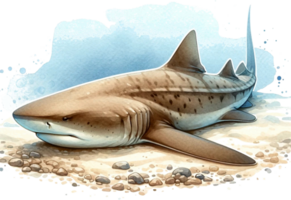 AI generated Nurse shark Watercolor illustration Clipart PNG. You will be able to create your own poster, t-shirts, cards, stickers, mugs, pillows, scrapbooks, artwork, and more Commercial use, png