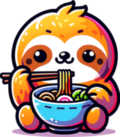 AI generated Sloths ramen sushi sublimation Clipart Png. This versatile design is ideal for prints, t-shirt designs, mug making, and many other tasks. png