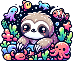 AI generated Sloths peeking sublimation Clipart Png. This versatile design is ideal for prints, t-shirt designs, mug making, and many other tasks. png