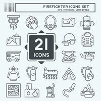 Icon Set Firefighter. related to Education symbol. line style. simple design editable. simple illustration vector