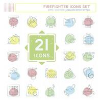 Icon Set Firefighter. related to Education symbol. Color Spot Style. simple design editable. simple illustration vector