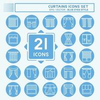 Icon Set Curtains. related to Home Decoration symbol. blue eyes style. simple design editable. simple illustration vector