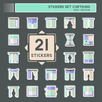 Sticker Set Curtains. related to Home Decoration symbol. simple design editable. simple illustration vector