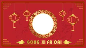 Chinese New Year greeting twibbon design, gong xi fa cai, Chinese celebration greeting design vector