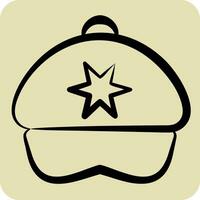 Icon Cap. related to Hat symbol. hand drawn style. simple design editable. simple illustration vector