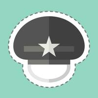 Sticker line cut Military Cap. related to Hat symbol. simple design editable. simple illustration vector