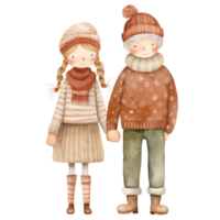 ai généré mignonne vacances Sénior couple Noël clipart dans capricieux aquarelle style, génératif ai png