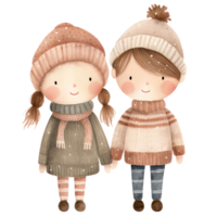 AI generated Cute Holiday Couple Christmas Clipart in Whimsical Watercolor Style, Generative Ai png