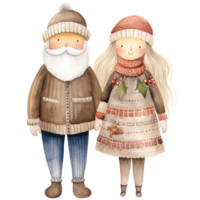 ai generato carino vacanza anziano coppia Natale clipart nel capriccioso acquerello stile, generativo ai png