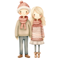 AI generated Cute Holiday Senior Couple Christmas Clipart in Whimsical Watercolor Style, Generative Ai png