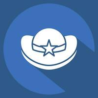 Icon Cowboy Hat. related to Hat symbol. long shadow style. simple design editable. simple illustration vector