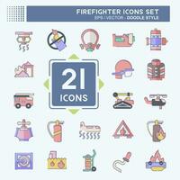 Icon Set Firefighter. related to Education symbol. doodle style. simple design editable. simple illustration vector