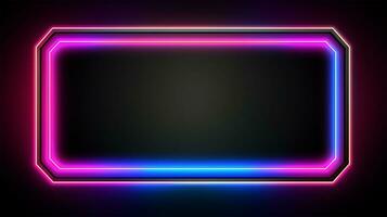 AI generated neon rectangle frame background photo