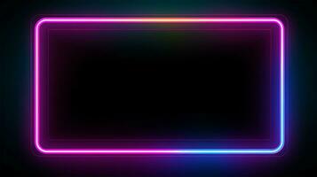 AI generated neon rectangle frame background photo