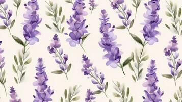 AI generated seamless pattern with lavender flower photo