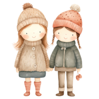 AI generated Cute Holiday Couple Christmas Clipart in Whimsical Watercolor Style, Generative Ai png