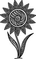 A beautiful floral element of the mandala. Black and white design element in the form of a flower. It can be used to print greeting cards, phone cases, etc. A hand-drawn pattern. Vector illustration.