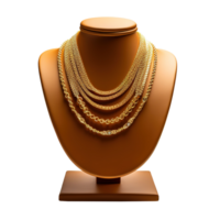 ai généré or Collier sur une supporter 3d rendre, génératif ai png