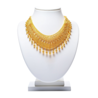 AI generated Gold necklace on a white mannequin. 3d render, Generative Ai png