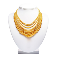 AI generated Gold necklace on a white mannequin. 3d render, Generative Ai png