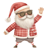 ai generado bailando Papa Noel con Gafas de sol linda Navidad png