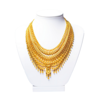 AI generated Gold necklace on a white mannequin. 3d render, Generative Ai png