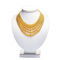 AI generated Gold necklace on a white mannequin. 3d render, Generative Ai png