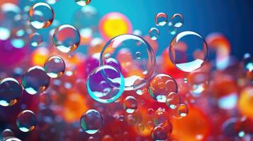 AI generated background with colorful and vibrant bubbles, ai photo