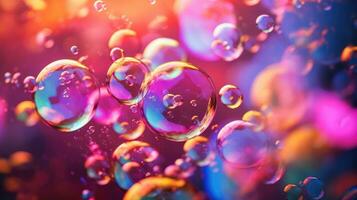 AI generated background with colorful and vibrant bubbles, ai photo