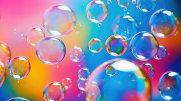 AI generated background with colorful and vibrant bubbles, ai photo