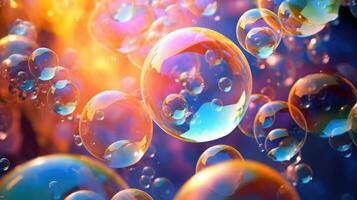 AI generated background with colorful and vibrant bubbles, ai photo