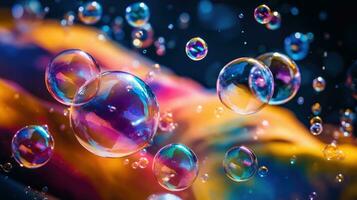 AI generated background with colorful and vibrant bubbles, ai photo