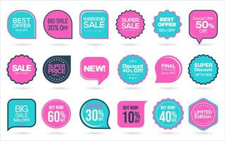 Set of discount price badges and sale stickers isolated on white background vector