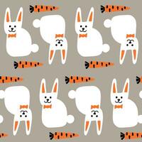 Seamless pattern with bunny rabbit cartoons and carrot vector