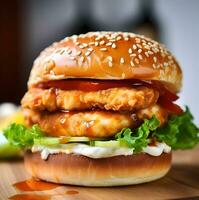 AI generated chicken burger editorial photography photo