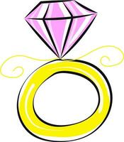 Image of a diamond ring, vector or color illustration.