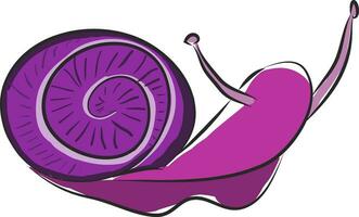 a purple snail with a purple shell on a white background vector