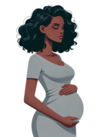 AI generated Pregnant African American woman profile, modern maternity clipart, expecting mother illustration isolated on transparent background png