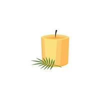 candle with palm leaf icon vector illustration on white background