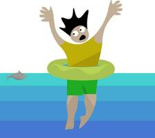 a cartoon man floating in the water with his arms outstretched vector