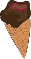 chocolate ice cream in a cone vector illustration