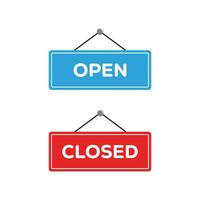 Open and closed signs vector isolated. Open closed door sign. Vector illustration