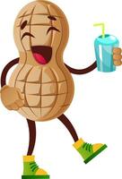 Peanut character drinking vector