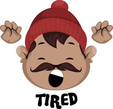 hombre con Bigote y gorro es cansado vector